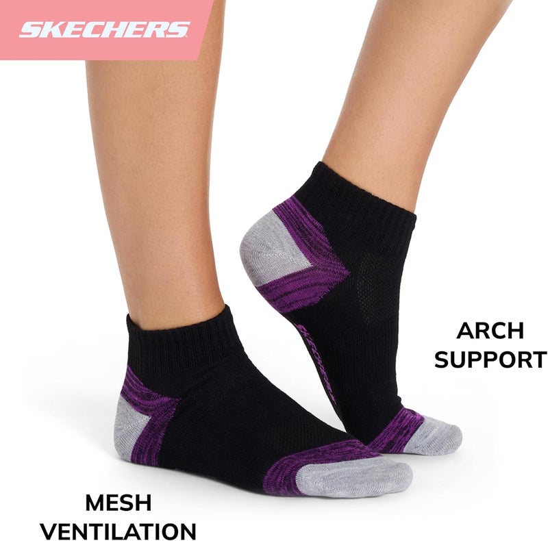 SKECHERS جوارب نسائية للأداء برباط ربع (6 قطع) - Image 3